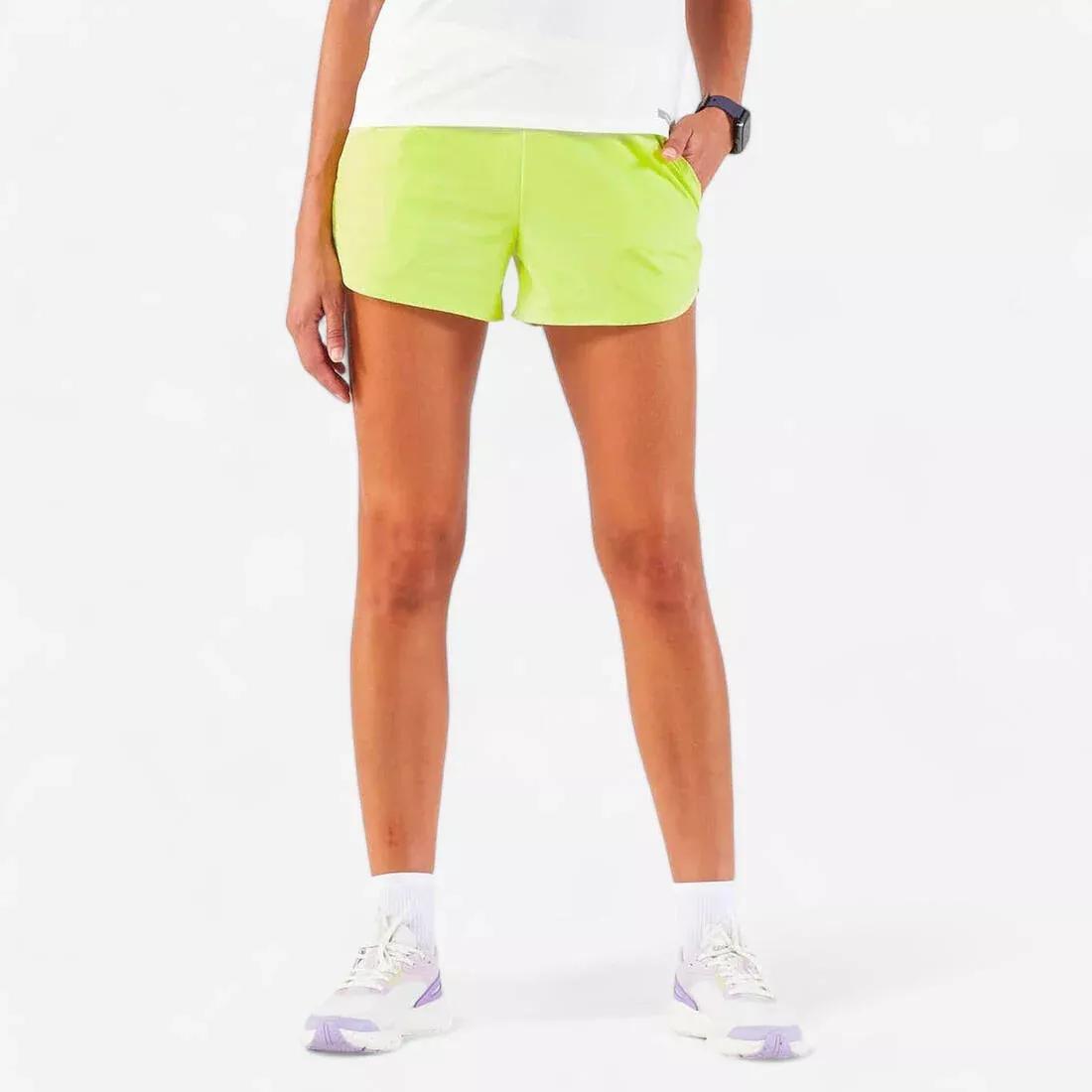 PALE LEMON YELLOW Women's Running & Trail Running Breathable Shorts KIPRUN Run 500 Dry, No Color, large image number 0