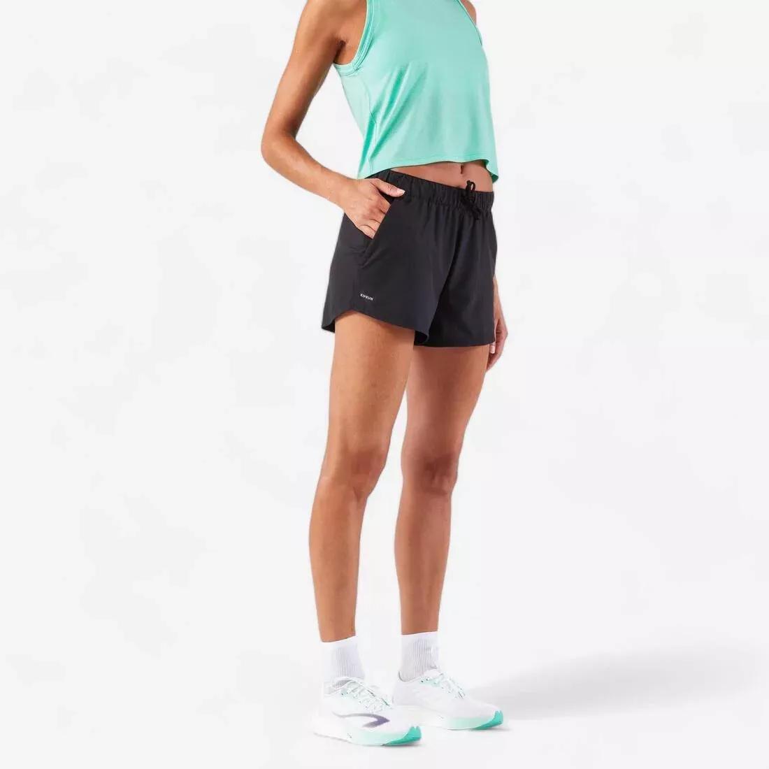 Women's Running & Trail Running Breathable Shorts KIPRUN Run 500 Dry, smoked black, , medium