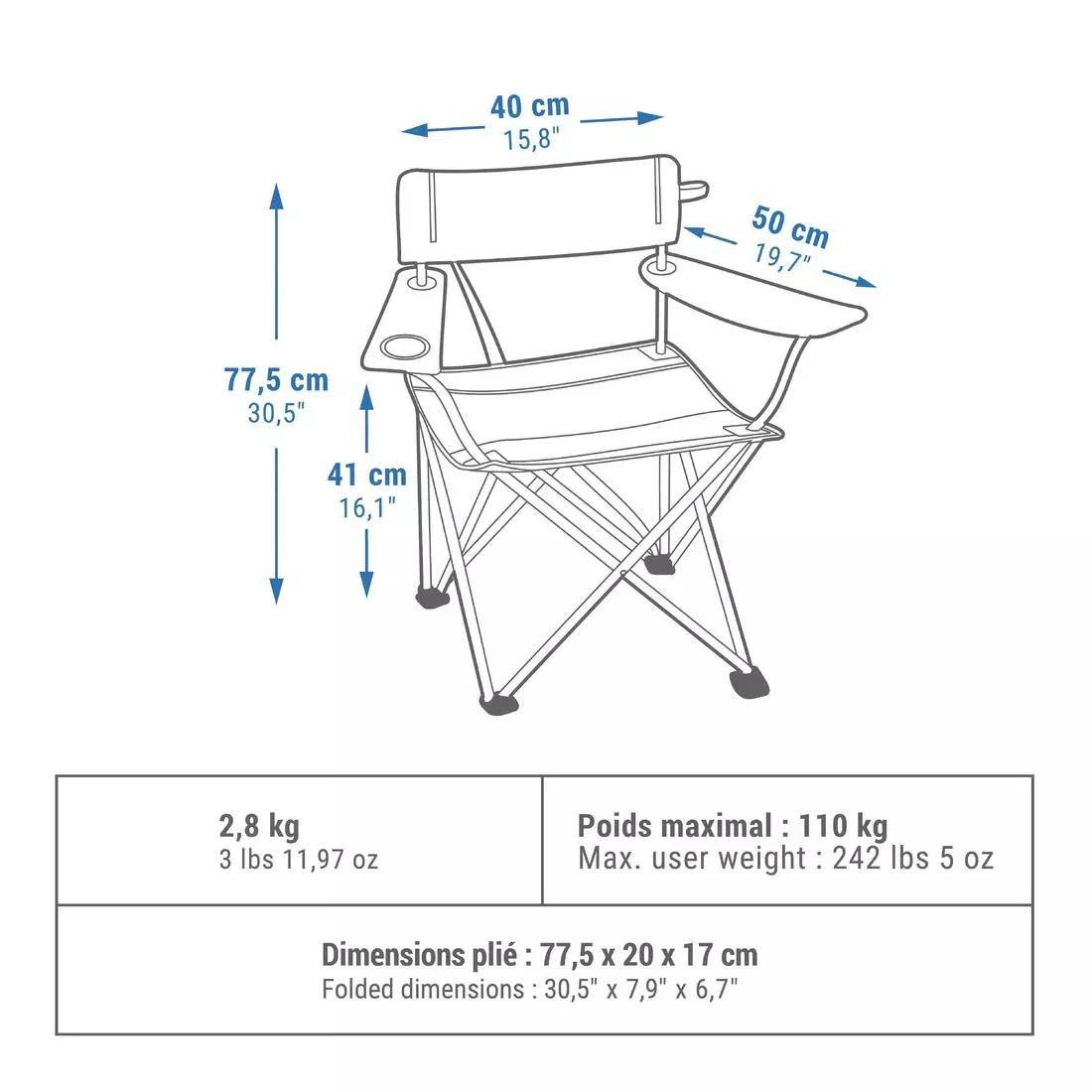 Camping Folding Armchair, Navy, No Color, large image number 5