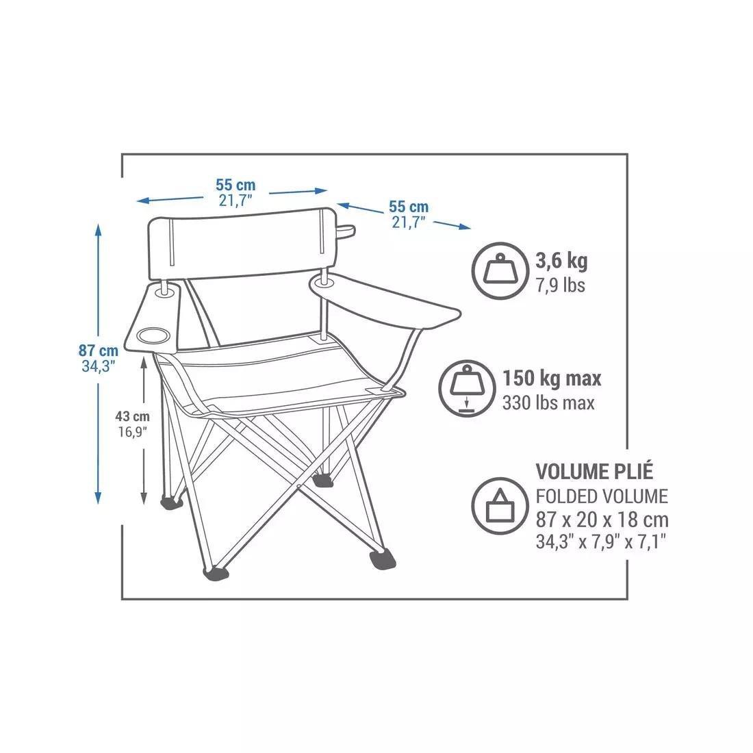 Large Camping Folding Armchair - Xl, Beige, No Color, large image number 4