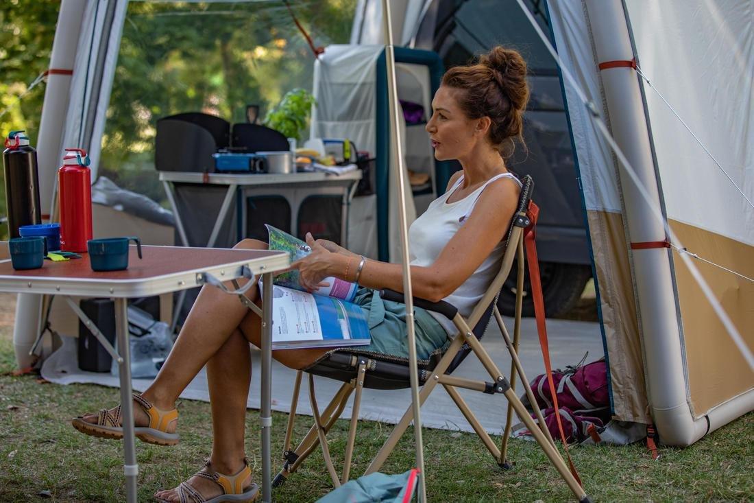 Camping Comfortable Folding Armchair, Brown, No Color, medium