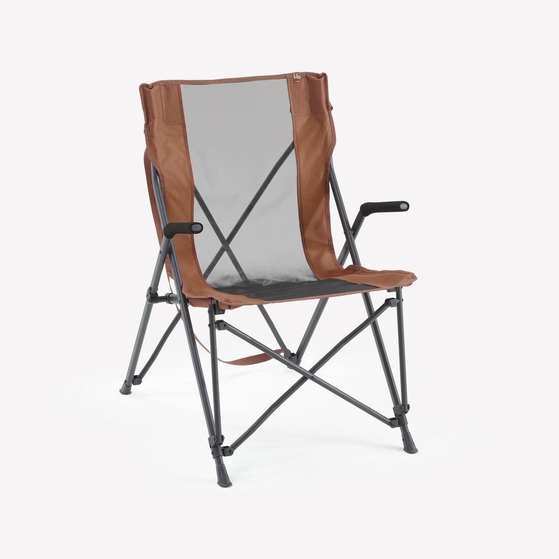 Comfortable Folding Camping Armchair, Brown, No Color, large image number 5