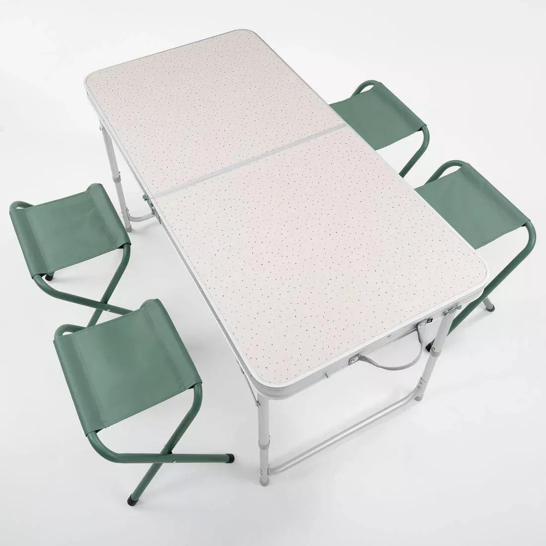 Folding Camping Table - 4 Stools - 4 To 6 People, Green, No Color, large image number 11