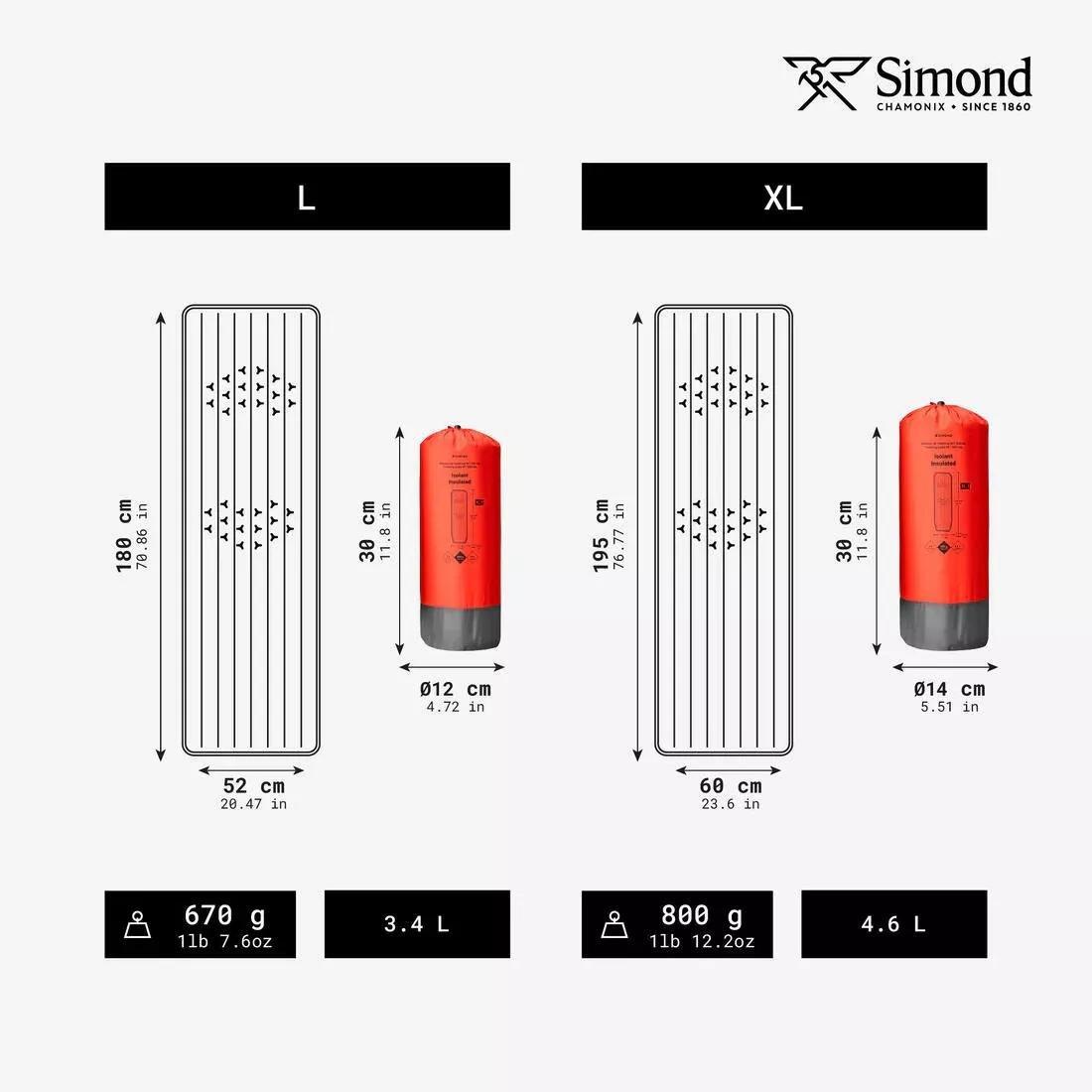 Lightweight inflatable trekking mattress - size L - MT500 L - 180 x 52 cm, Red, No Color, large image number 3
