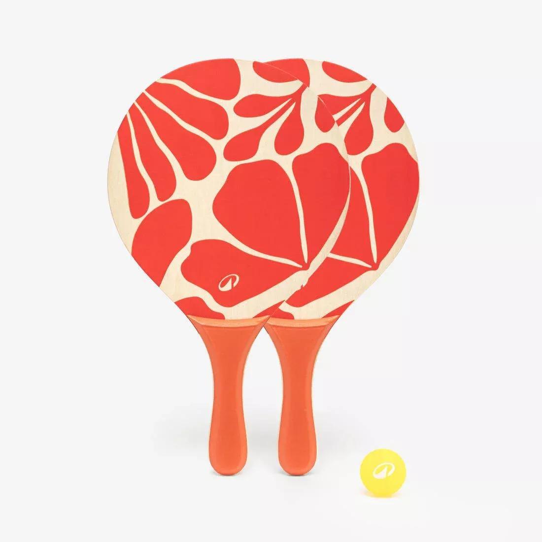 Beach Tennis Racket Set Woody Racket, Orange, No Color, large image number 0