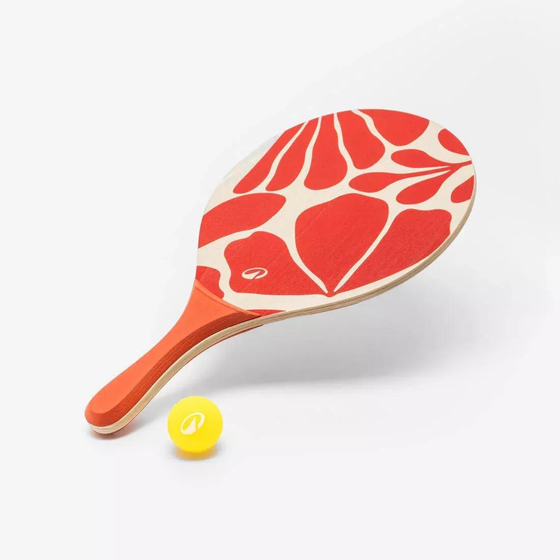 Beach Tennis Racket Set Woody Racket, Orange, No Color, medium