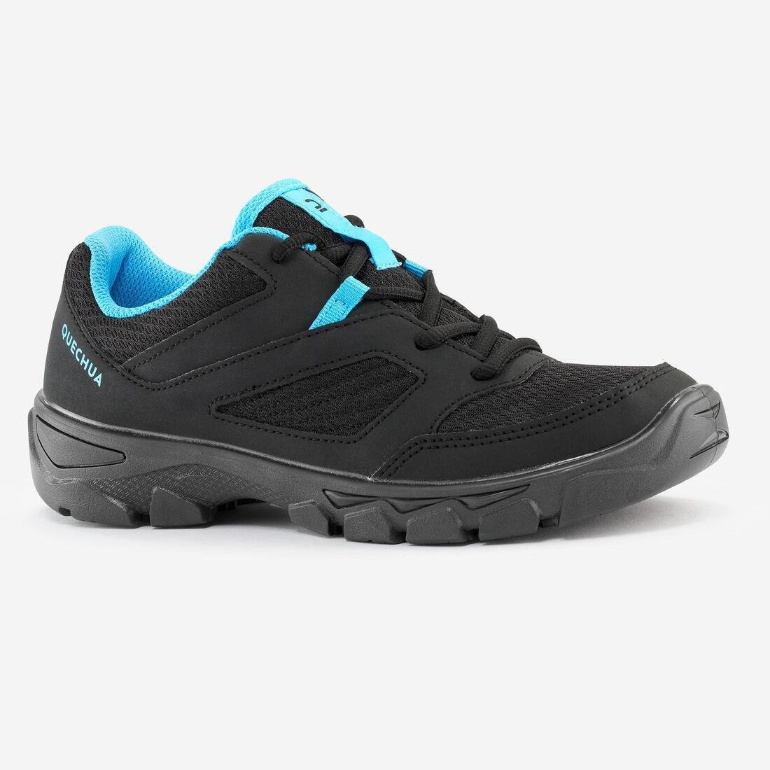 Kids Unisex Low Lace-Up Hiking Shoes - Mh100, Black/Blue, , medium