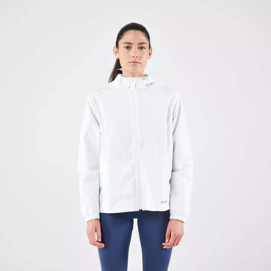ULTRA WHITE Women's Waterproof Running Jacket - KIPRUN Run 100 Rain - White, 5401_000, medium