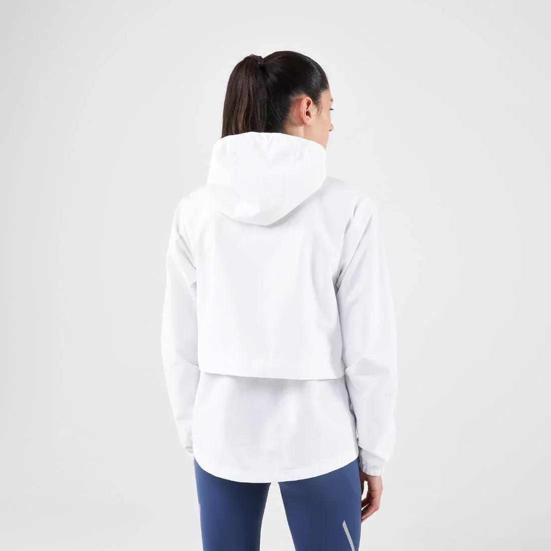 ULTRA WHITE Women's Waterproof Running Jacket - KIPRUN Run 100 Rain - White, 5401_000, medium