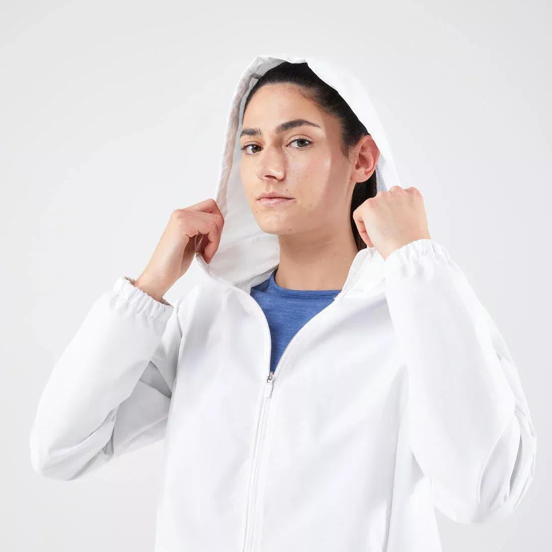 ULTRA WHITE Women's Waterproof Running Jacket - KIPRUN Run 100 Rain - White, , large image number 4