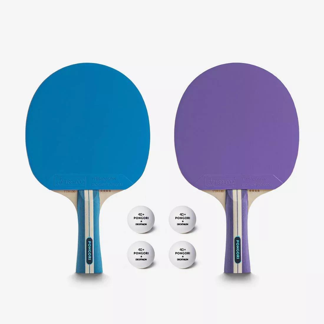 Set Of 2 Bats TTR130 Spin 4* ITTF School/Club + Balls, Purple, No Color, large image number 0
