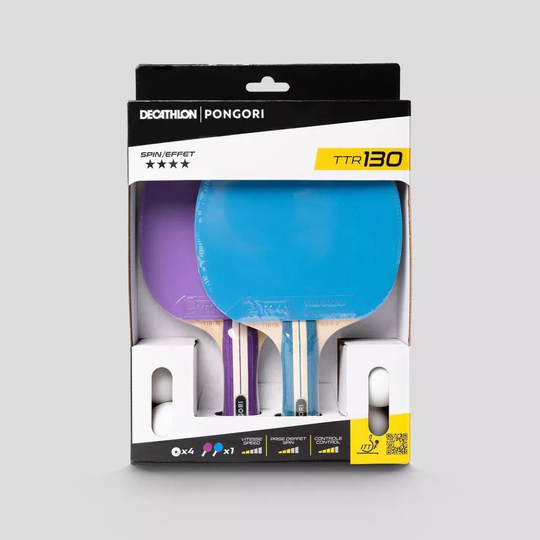 Set Of 2 Bats TTR130 Spin 4* ITTF School/Club + Balls, Purple, No Color, large image number 2