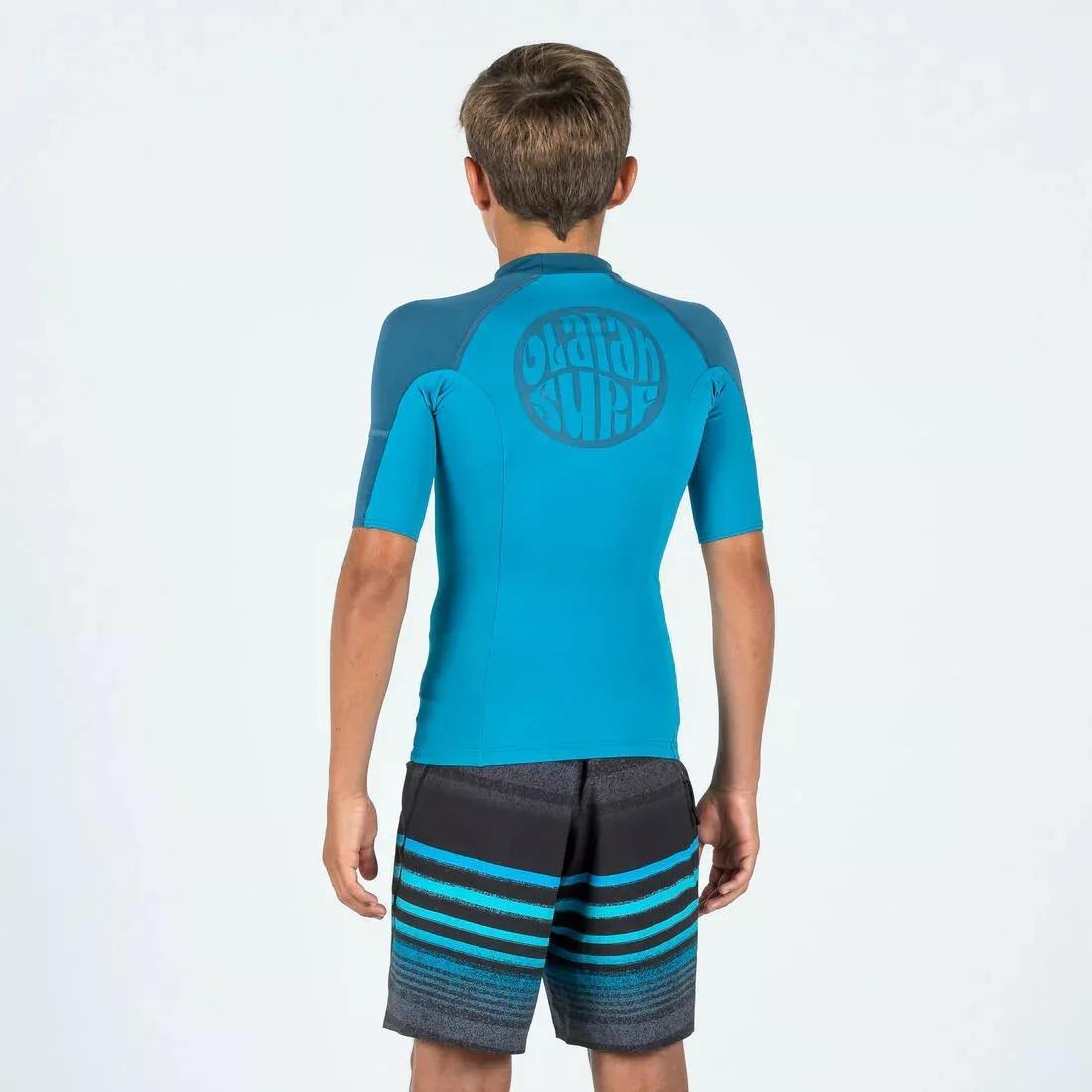GREEN Boy's surfing anti-UV short-sleeved T-shirt - 500, No Color, large image number 4