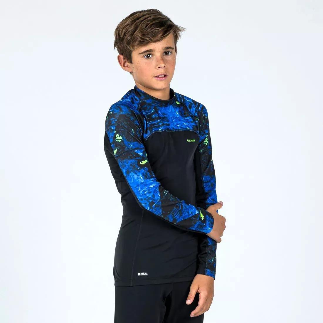 GREEN Boy's long-sleeved anti-UV T-shirt - 500 Vortex, , large image number 1