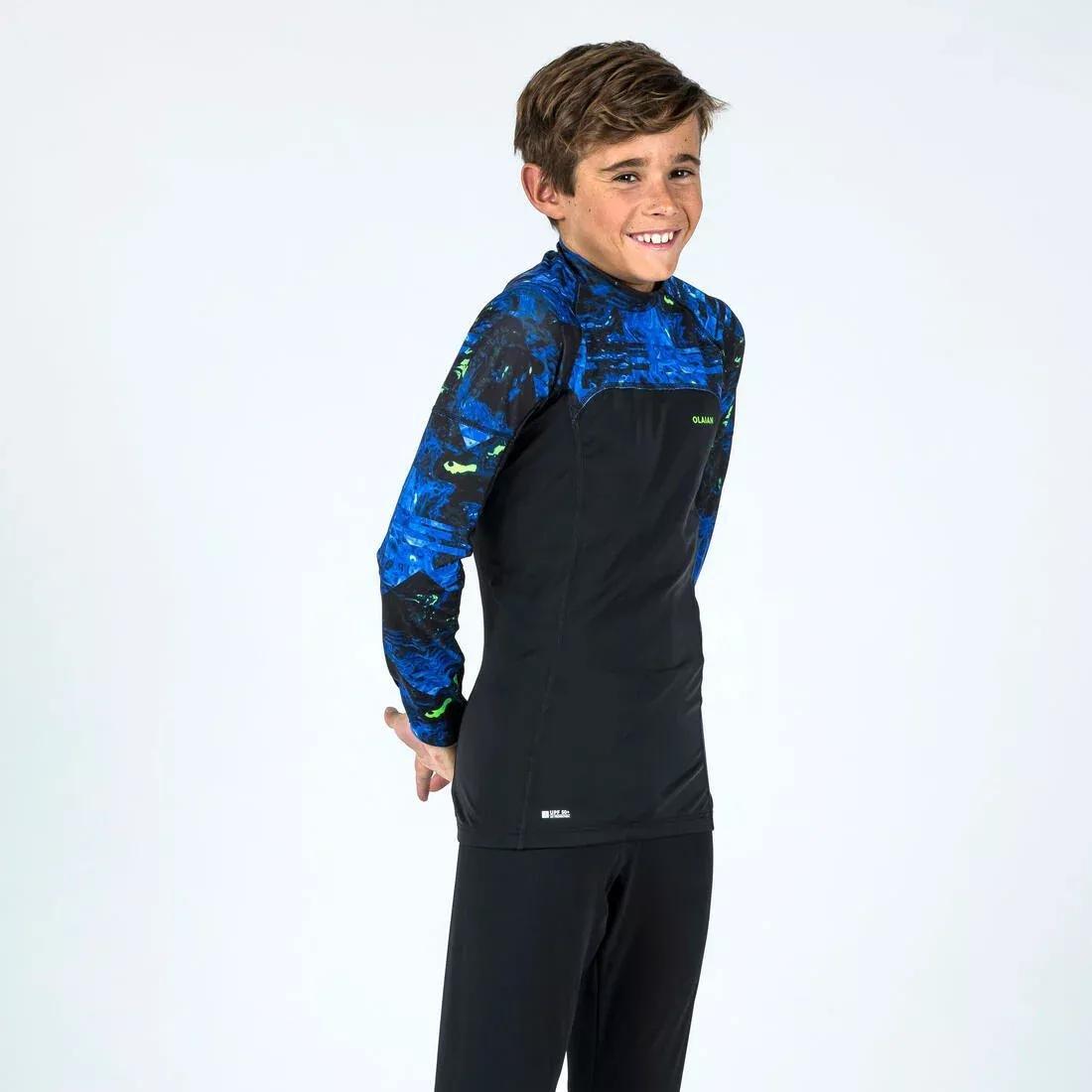 GREEN Boy's long-sleeved anti-UV T-shirt - 500 Vortex, , large image number 2