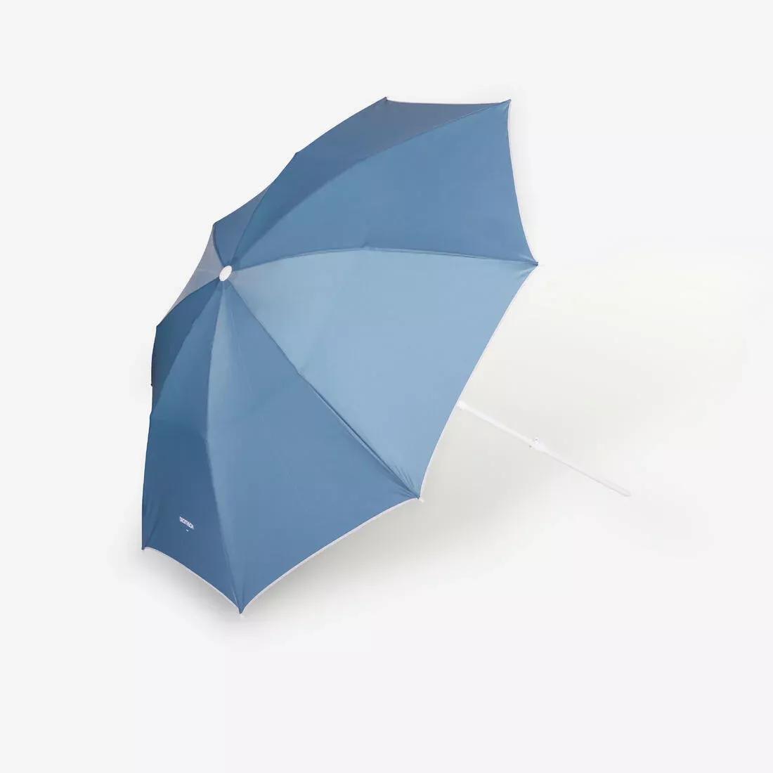 Compact 3-seater beach umbrella UPF 50+ diameter 190cm - PARUV Stripe, Blue, No Color, medium