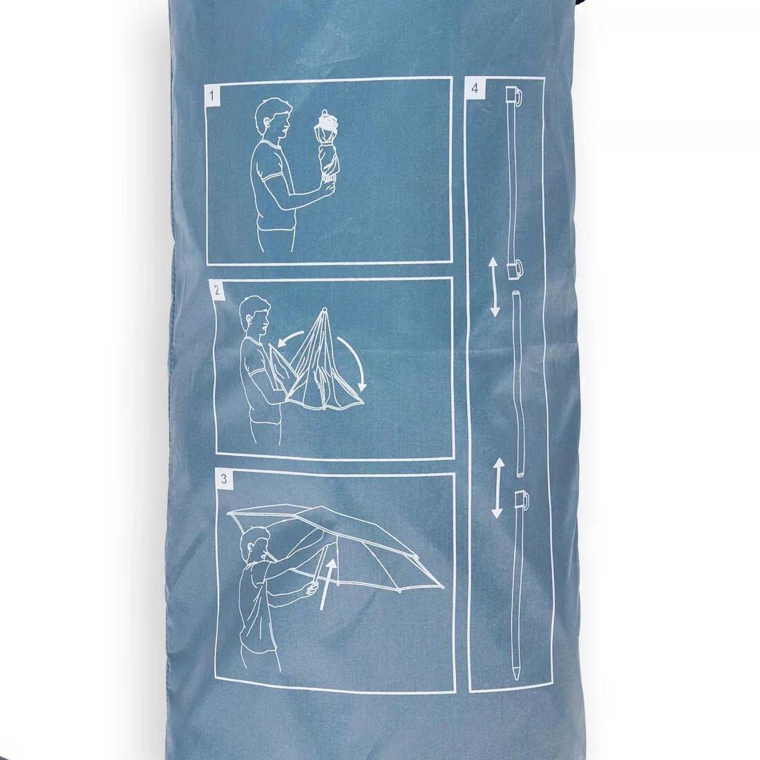 Compact 3-seater beach umbrella UPF 50+ diameter 190cm - PARUV Stripe, Blue, No Color, large image number 5