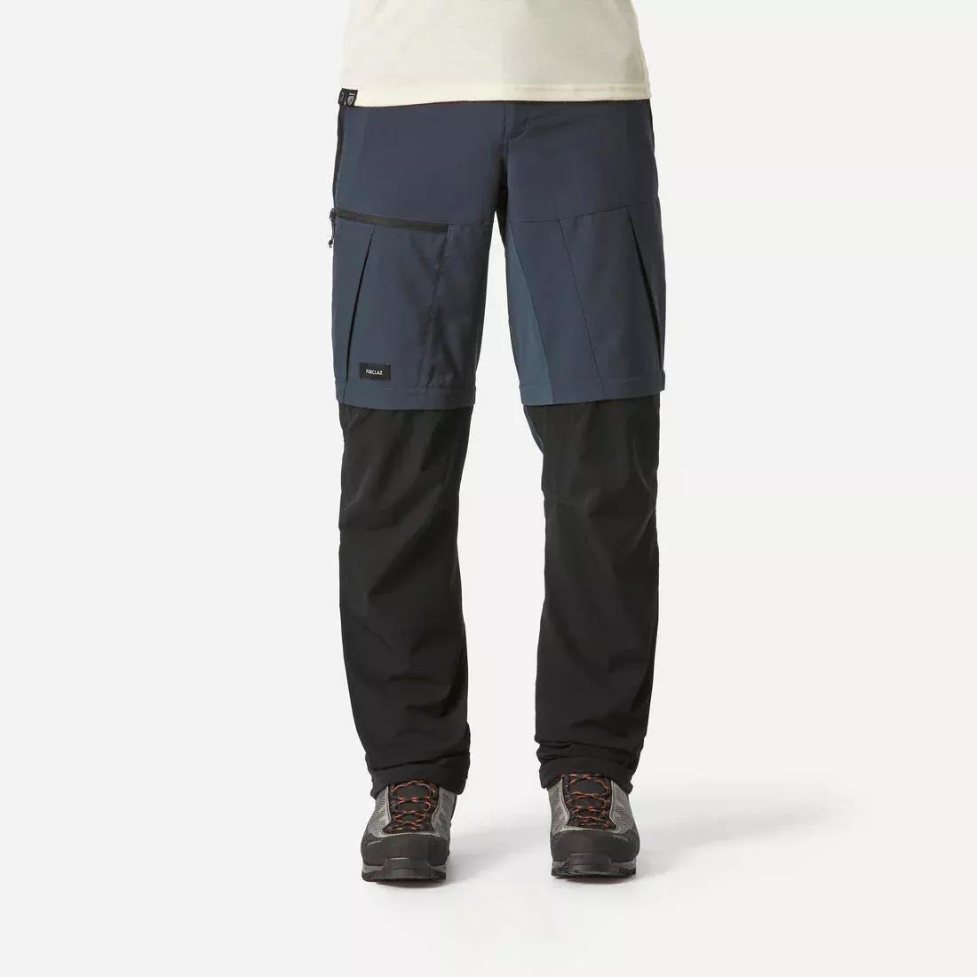 Men 2-In-1 Adjustable And Robust Hiking Trousers - Mt500, Grey, No Color, medium