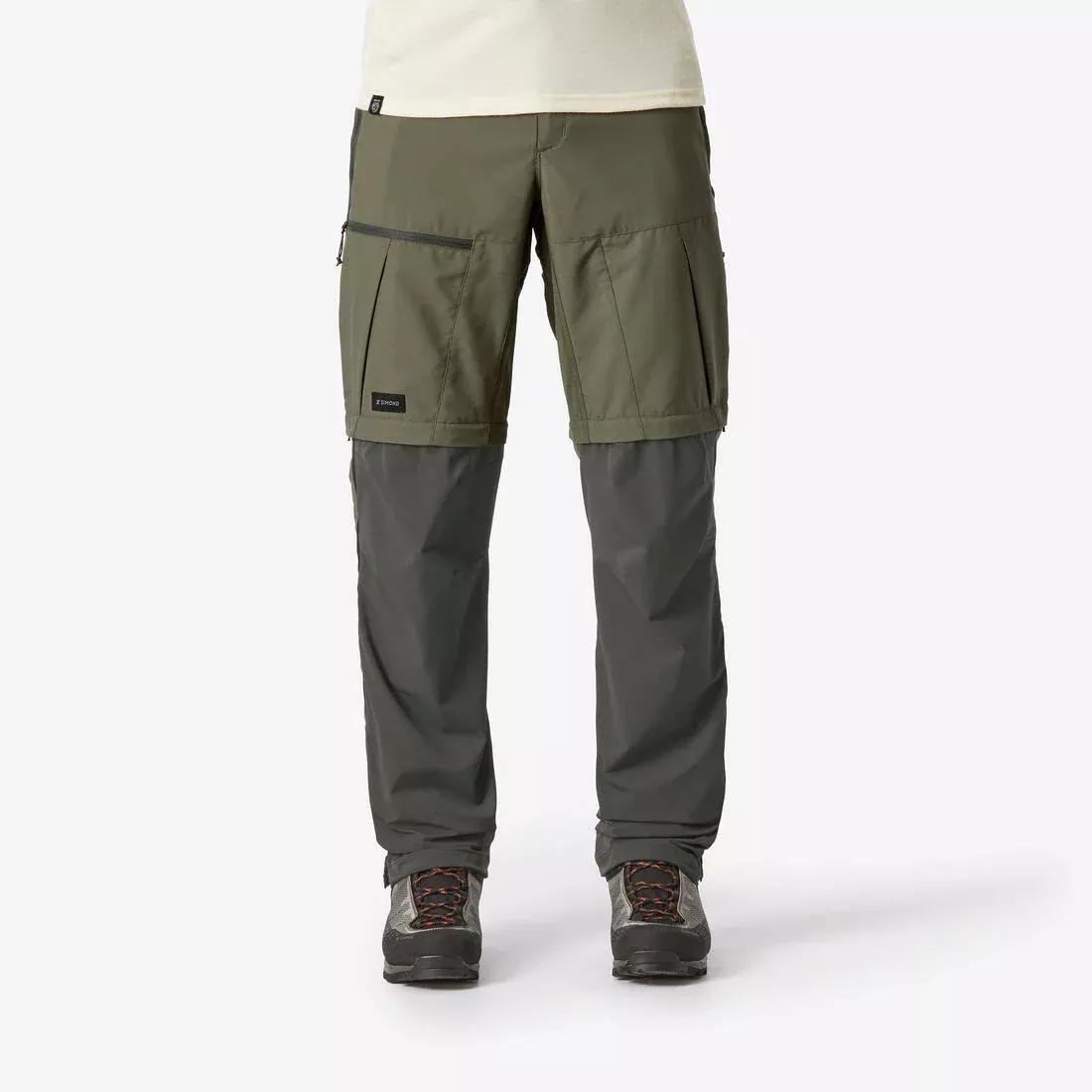 Men 2-In-1 Adjustable And Durable Hiking Trousers - MT500, Khaki, No Color, medium