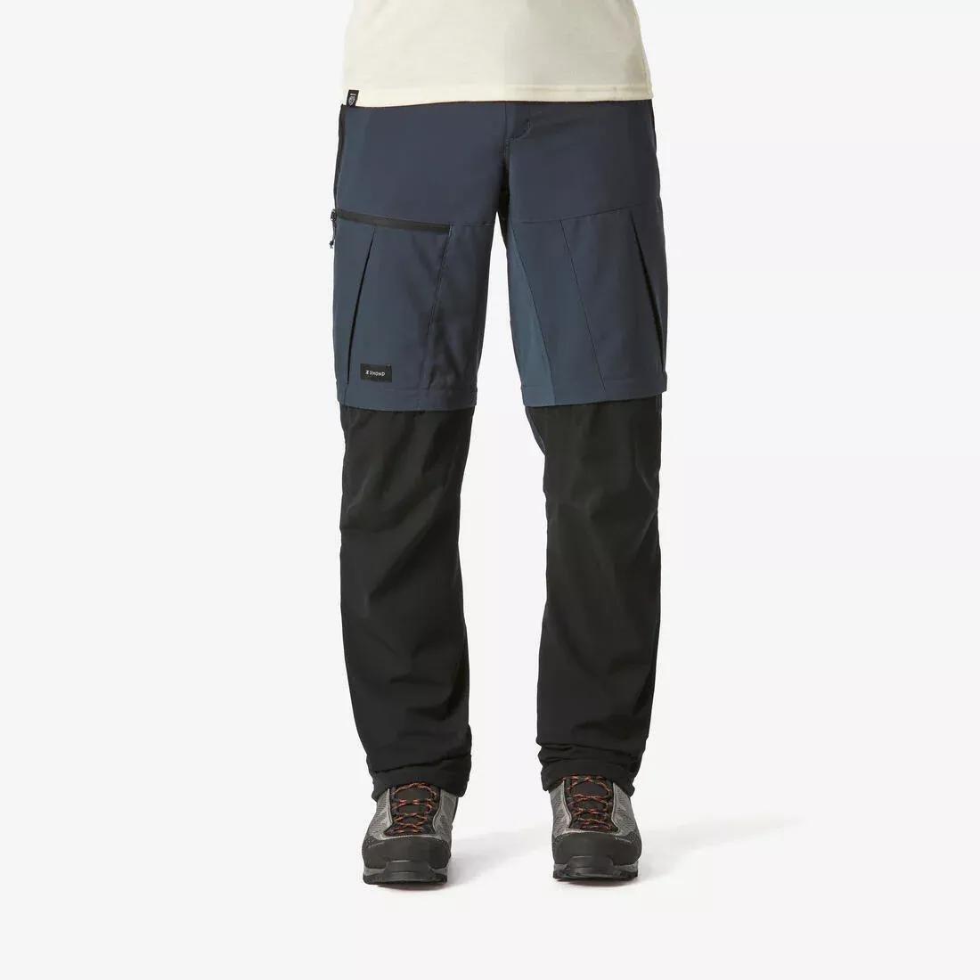 Men 2-In-1 Adjustable And Durable Hiking Trousers - MT500, Khaki, No Color, medium