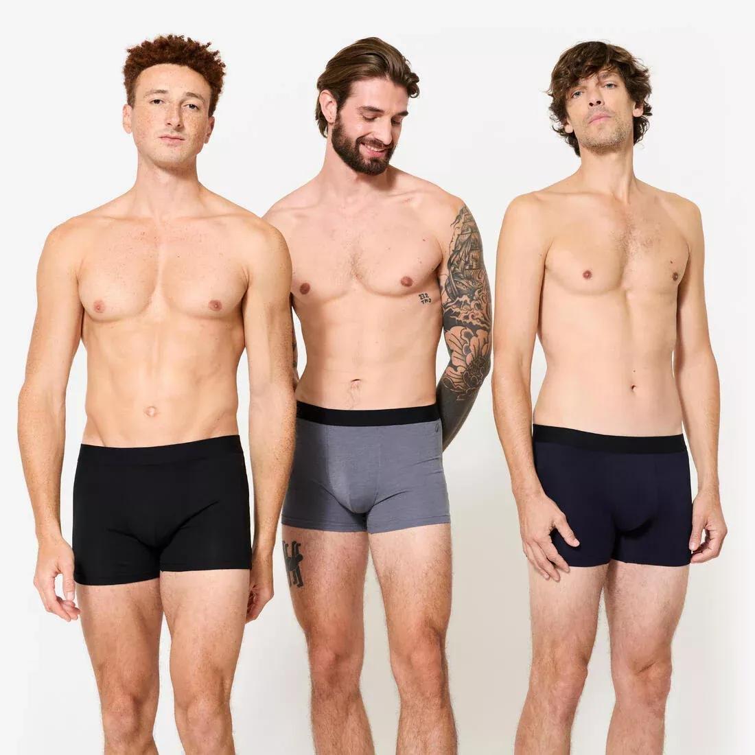 Men Cotton Boxers - Tri-Pack, Black, No Color, large image number 1