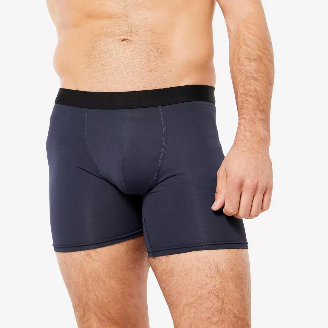 Men's Breathable Microfibre Boxers - Tri-Pack, Dark Blue/Khaki, No Color, large image number 1