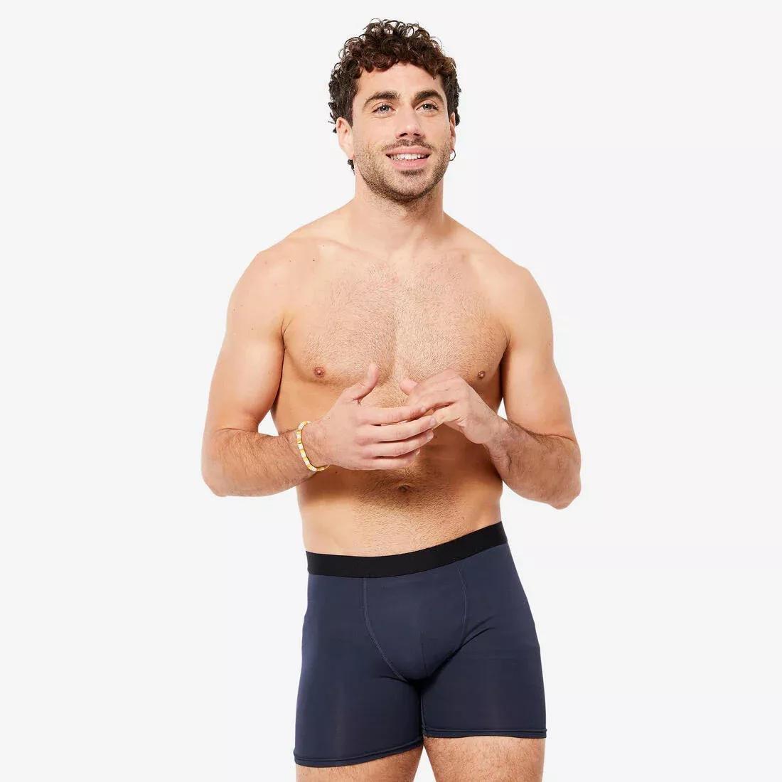 Men's Breathable Microfibre Boxers - Tri-Pack, Dark Blue/Khaki, No Color, large image number 2