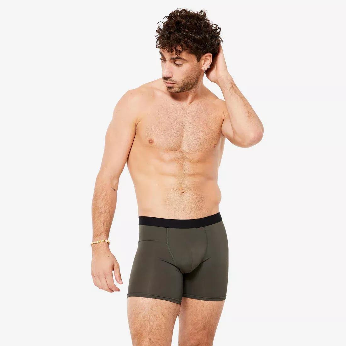 Men's Breathable Microfibre Boxers - Tri-Pack, Dark Blue/Khaki, No Color, large image number 6