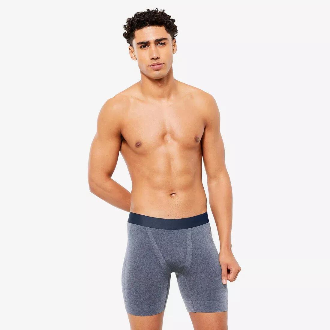 ASPHALT BLUE Men's long seamless boxer - Dark blue, , large image number 1