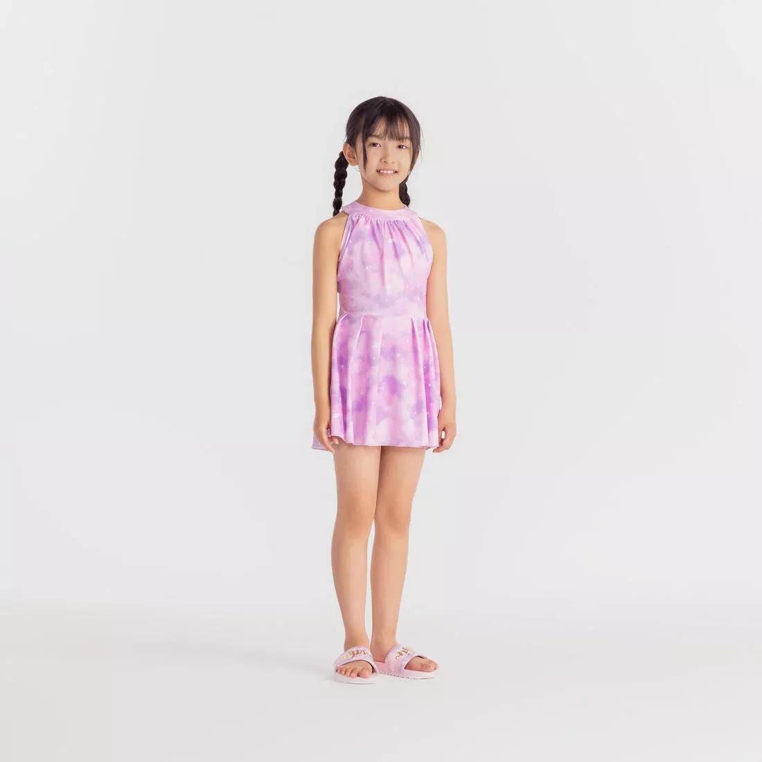 Kids Girls One Piece Skirt Swimsuit - 1P Mini Amber Sky, Pink, No Color, large image number 5