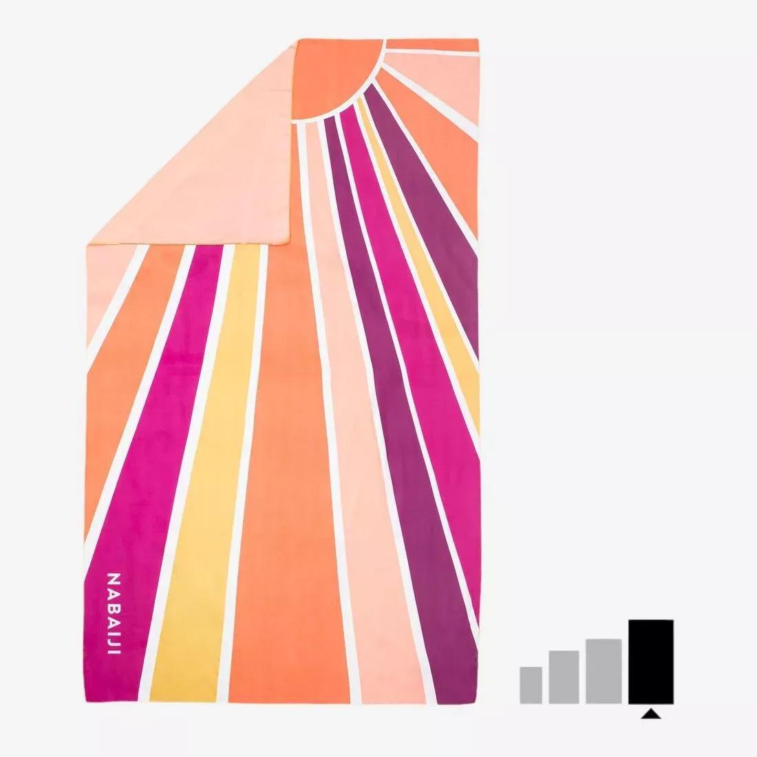 Microfibre Swimming Towel Size XL 110 x 175 cm - Print, peach orange, 5401_000, large image number 1