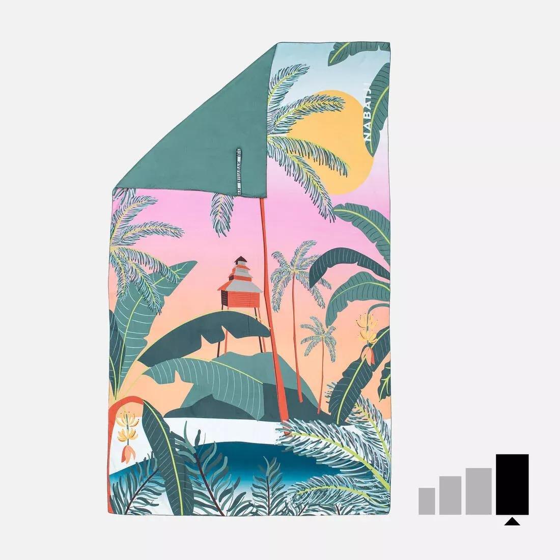 Microfibre Swimming Towel Size XL 110 x 175 cm - Print, peach orange, 5401_000, large image number 7