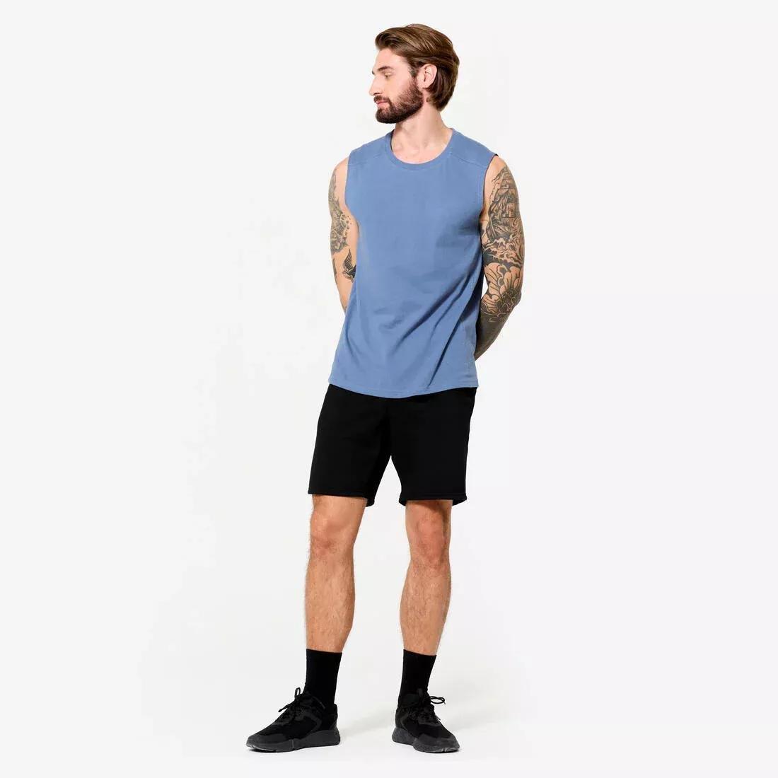 Men Stretchy Fitness Tank Top - 500, Green, No Color, large image number 3