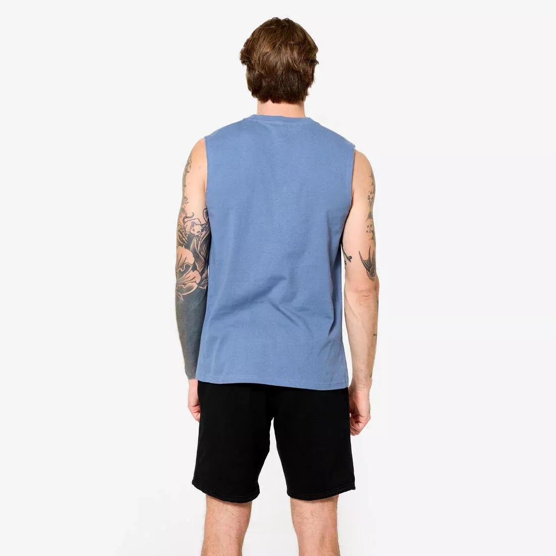 Men Stretchy Fitness Tank Top - 500, Green, No Color, large image number 5