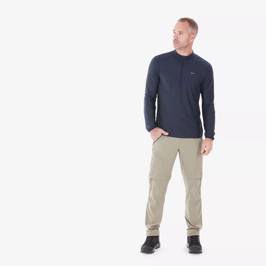 Men Long-Sleeved Mountain Walking T-Shirt - MH500, Navy, No Color, large image number 3