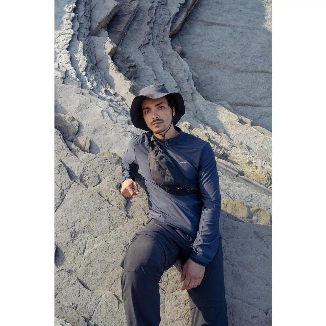 Men Long-Sleeved Mountain Walking T-Shirt - MH500, Navy, No Color, large image number 6