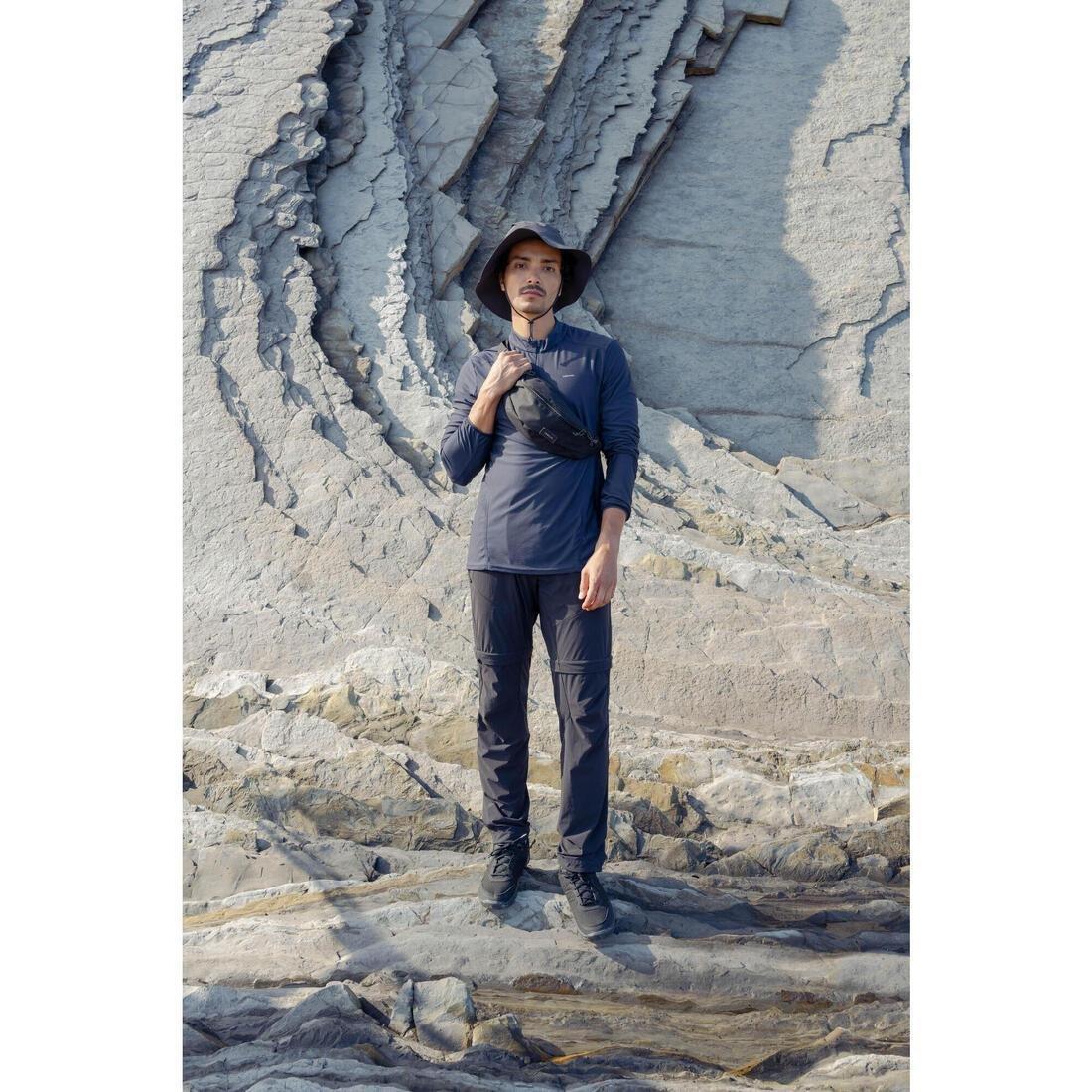 Men Long-Sleeved Mountain Walking T-Shirt - MH500, Navy, No Color, large image number 8