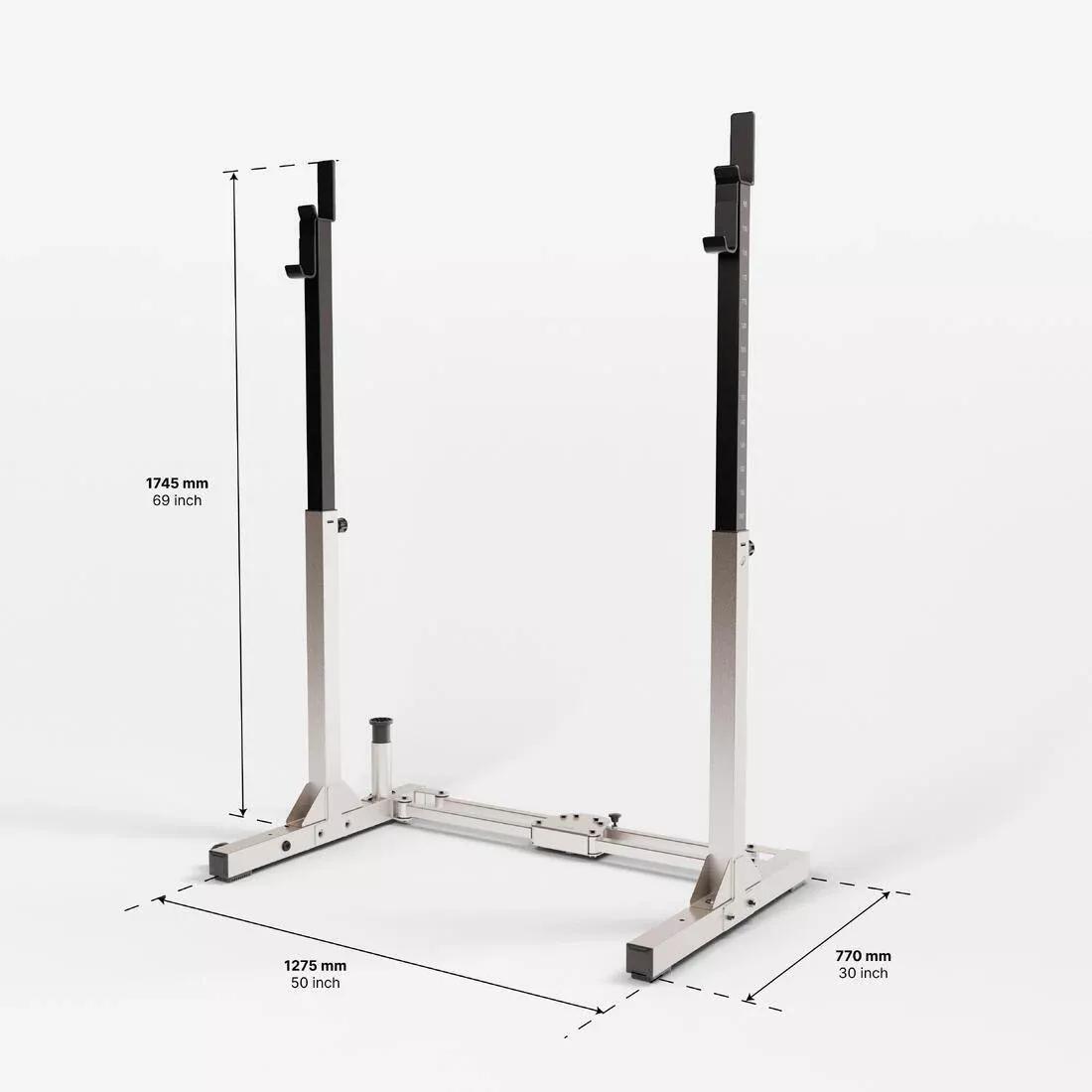 WHITE Ultra-Compact 2-Second Fold-Down Weight Training Rack 120 kg, No Color, large image number 2