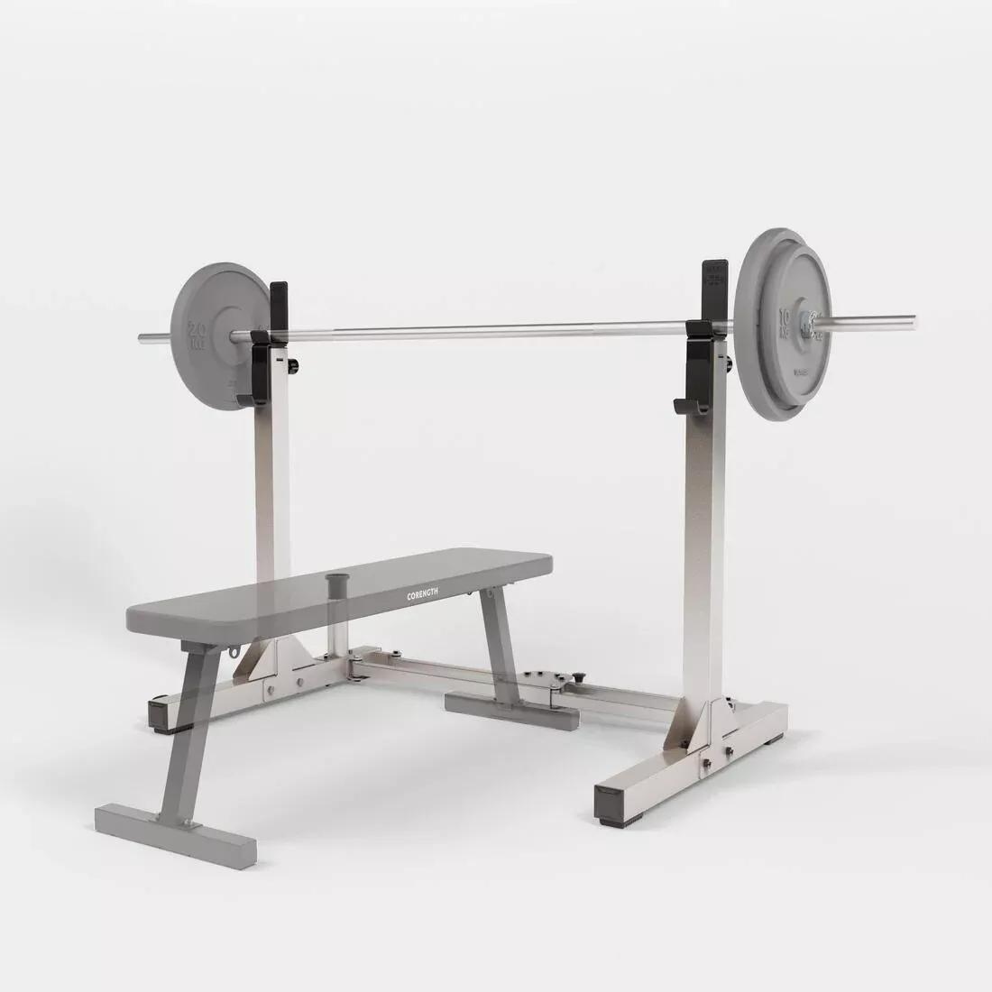 WHITE Ultra-Compact 2-Second Fold-Down Weight Training Rack 120 kg, No Color, large image number 4