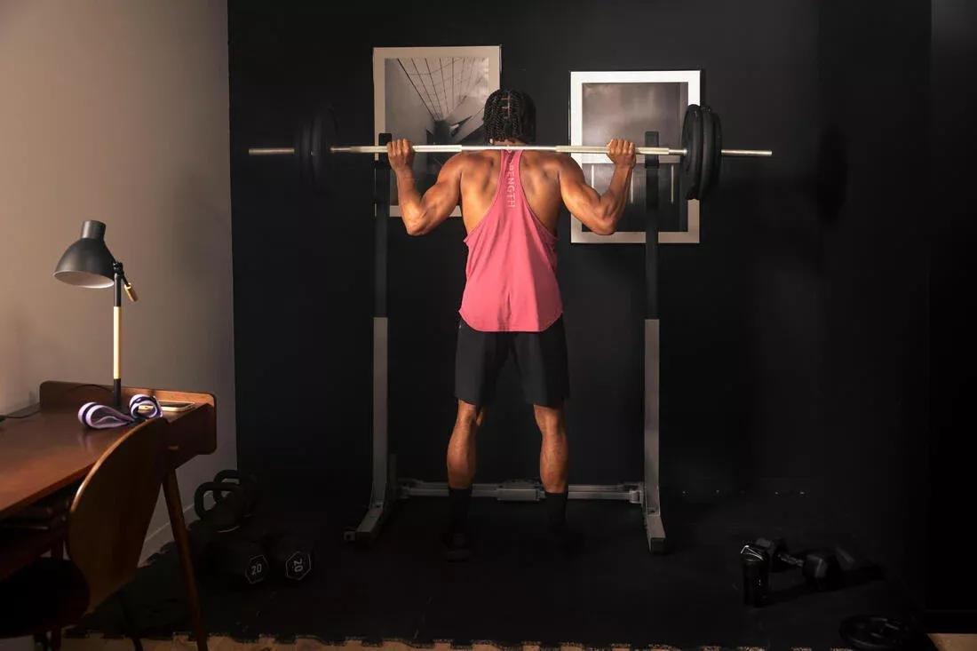 WHITE Ultra-Compact 2-Second Fold-Down Weight Training Rack 120 kg, No Color, large image number 14