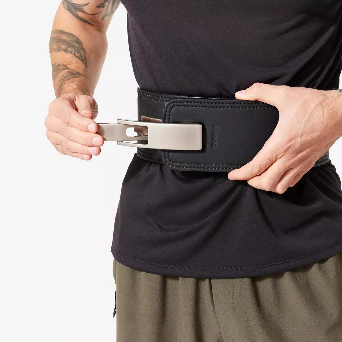 Powerlifting Belt with Lever, Beige, No Color, medium