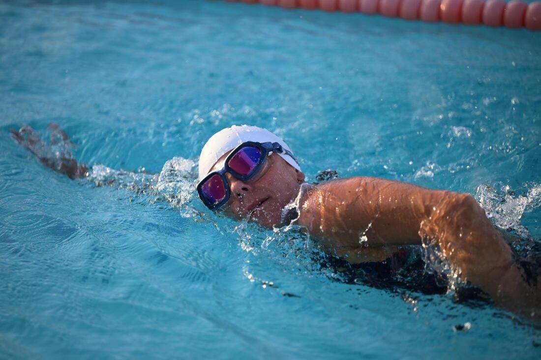 DEFAULT Swimming pool mask ACTIVE - Mirror lenses - Small size - Blue white, No Color, large image number 13