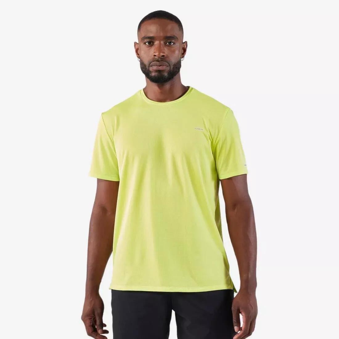 Men Running Breathable T-Shirt - Run 500 Dry, Yellow, No Color, medium