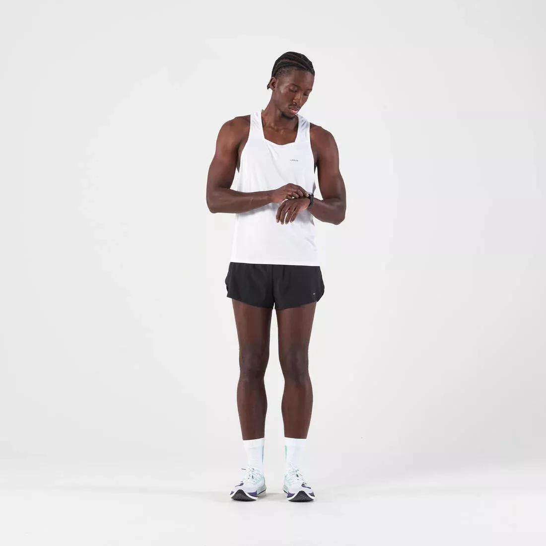 Men's Comfort Split Running Shorts - Kiprun Run 500, Black, No Color, large image number 2