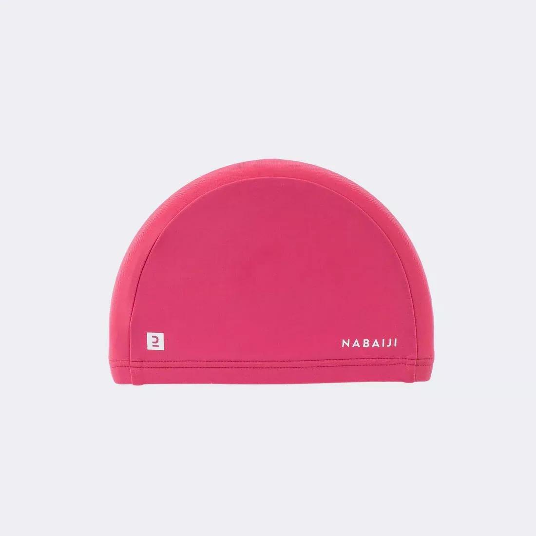 Kids Girls Mesh Swimming Cap - Plain Fabric - Size S, Pink, , medium