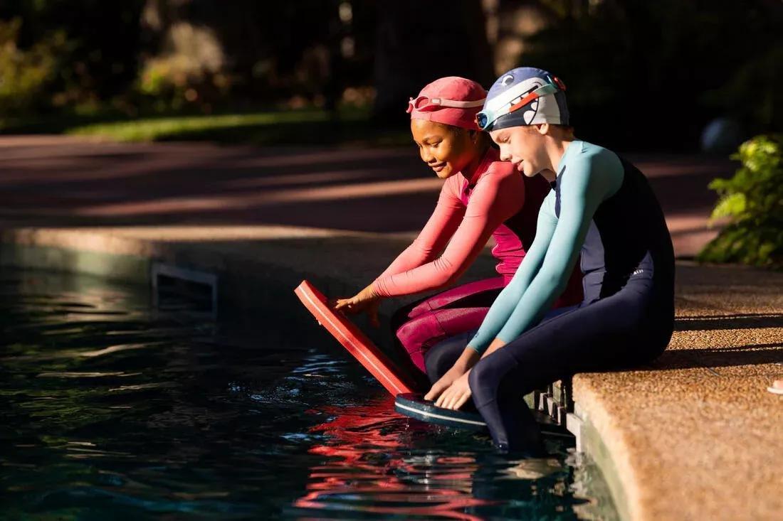 Kids Girls Mesh Swimming Cap - Plain Fabric - Size S, Pink, No Color, large image number 10