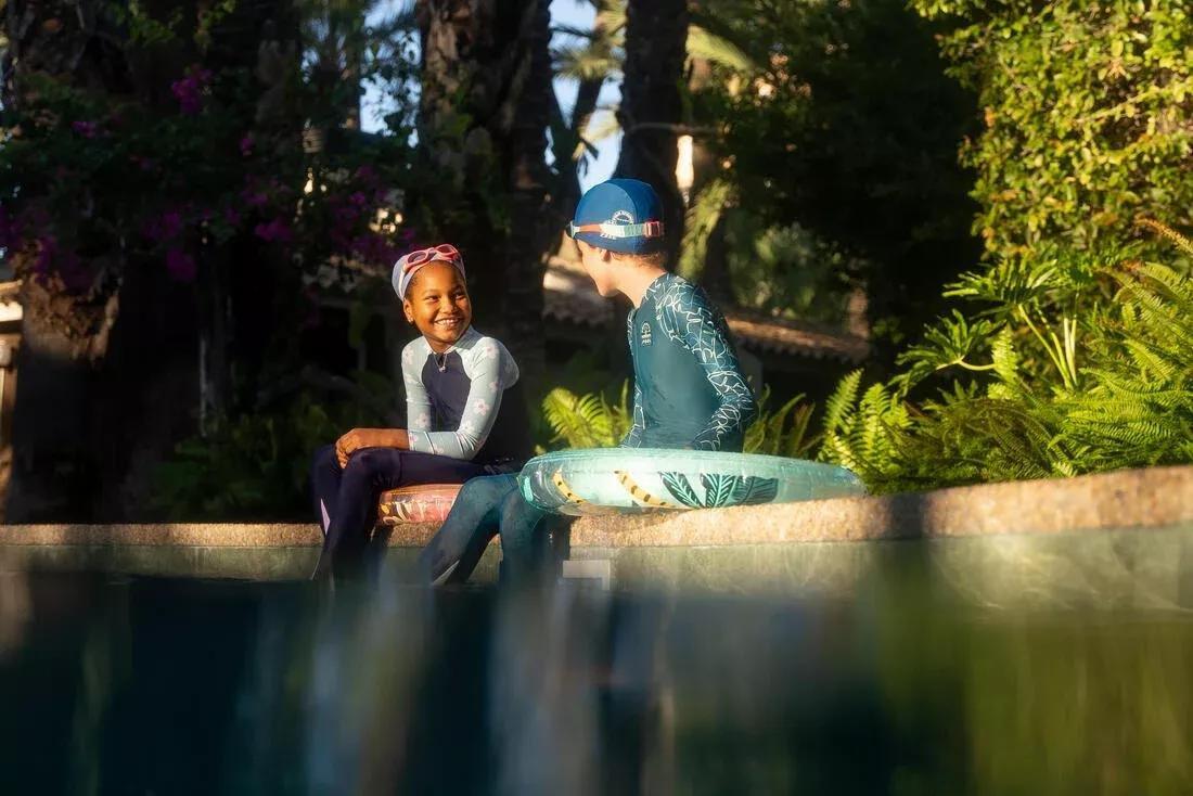 Kids Unisex Mesh Swimming Cap - Plain Fabric - Size S, Blue, No Color, large image number 2