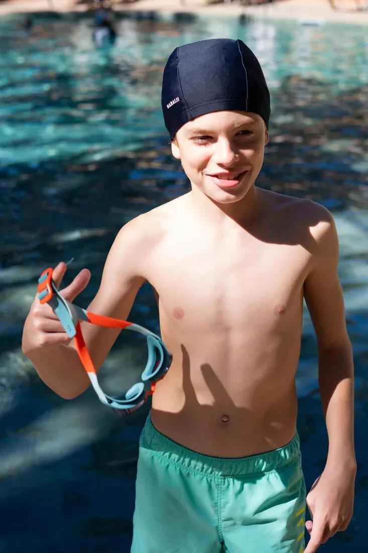 Kids Unisex Mesh Swimming Cap - Plain Fabric - Size S, Blue, No Color, large image number 8