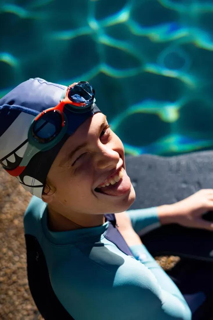 Coated Printed Mesh Swim Cap - Size S, Blue, No Color, large image number 2
