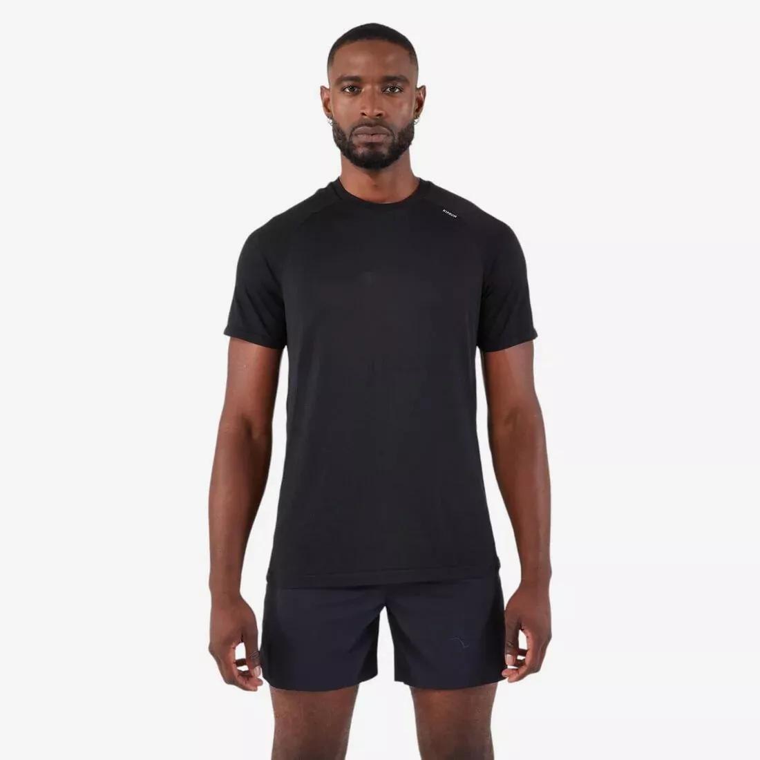 Men Kiprun Run 500 Comfort Seamless Running T-Shirt, Beige, No Color, large image number 0